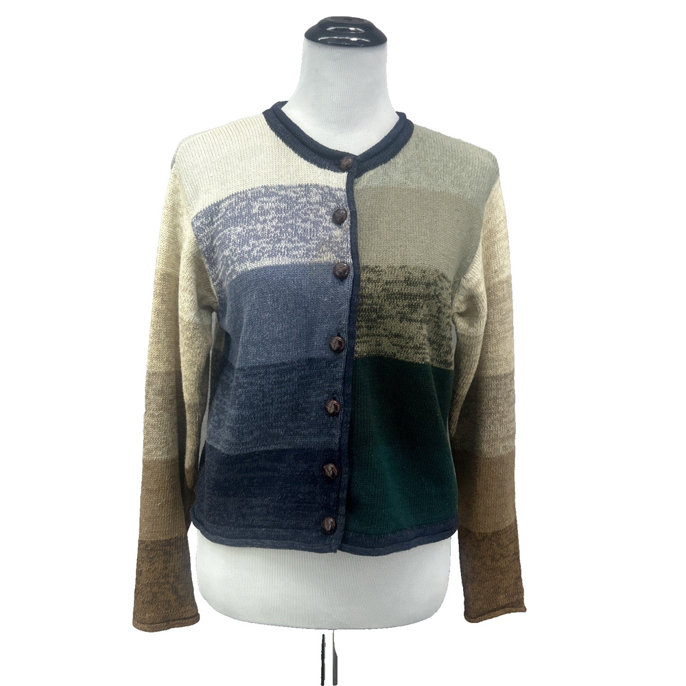 Vintage Milano Design Group Womens SM Cardigan Thick Striped Multi Color Block‎